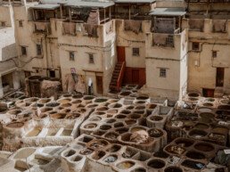 The tannery of Sidi Moussa in the medina of Fez seen from the top
