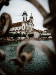 photograph of the jesuit church on a cloudy day