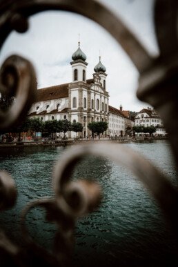 photograph of the jesuit church on a cloudy day