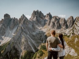 two people looking at cadini di misurina