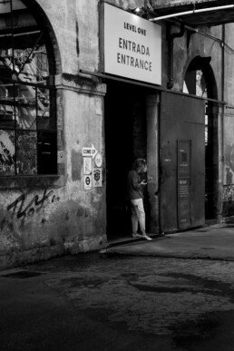 women on the phone at lx factory in lisbon